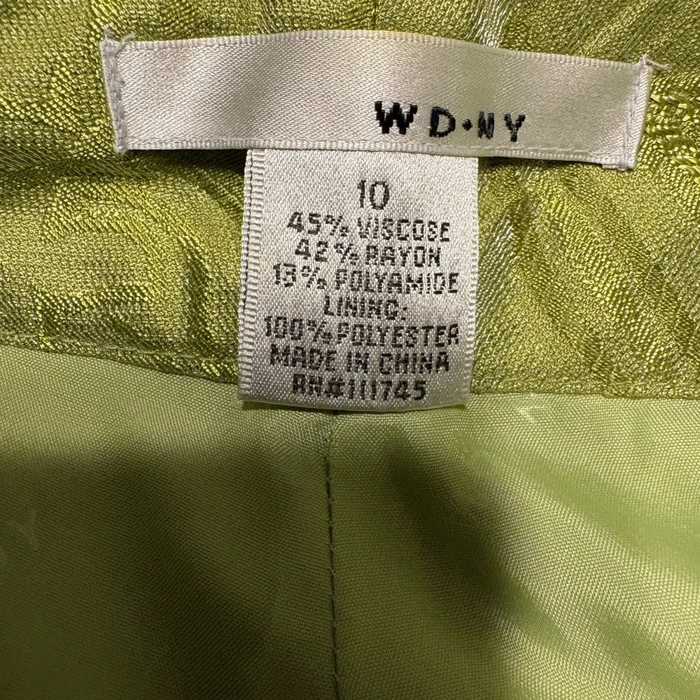 WD.NY Light Green Brocade Pants, Size 10 - Picture 3 of 3